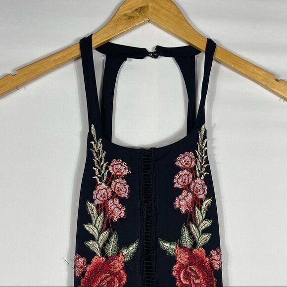 Black Red Roses Slit Maxi Dress - Picture 8 of 12